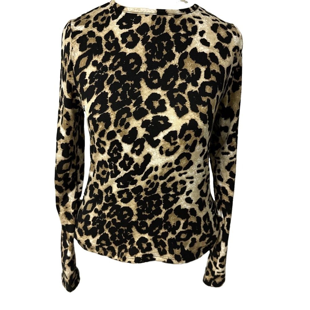 Gaze Animal Print Long Sleeve Shirt Stretc Women's Sz Small